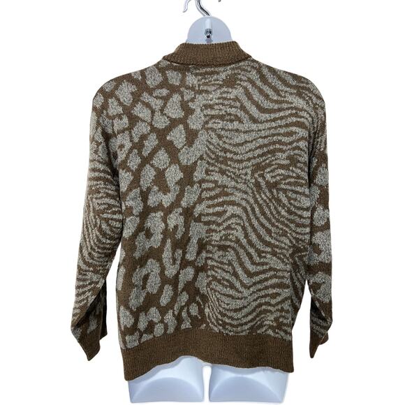 Vero Moda Animal Print Mock Neck Pullover Sweater Brown Grey Size 2X NEW! - Picture 2 of 13